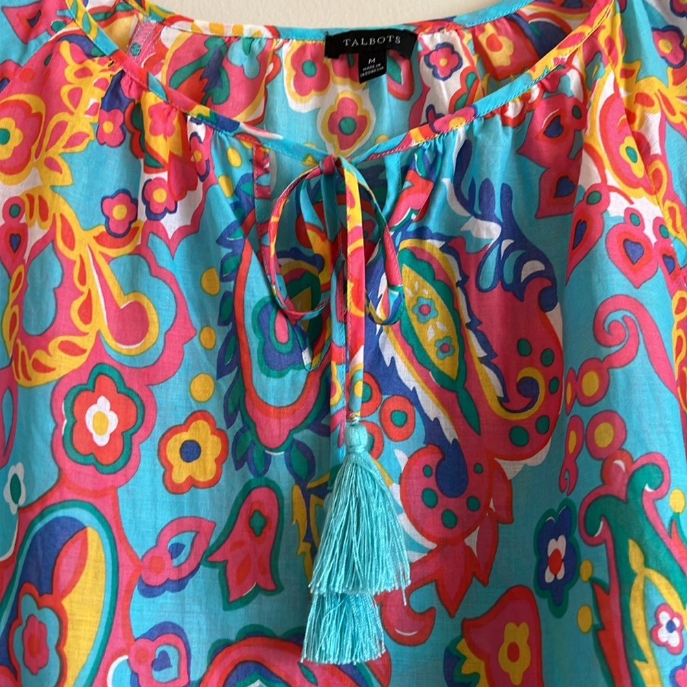 Talbots multicolor tie-front tunic - Picture 3 of 15